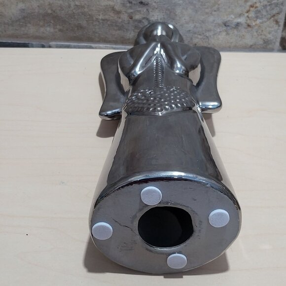 Ceramic Silver Mirror Glaze Finish Angel Figurine - Picture 3 of 10